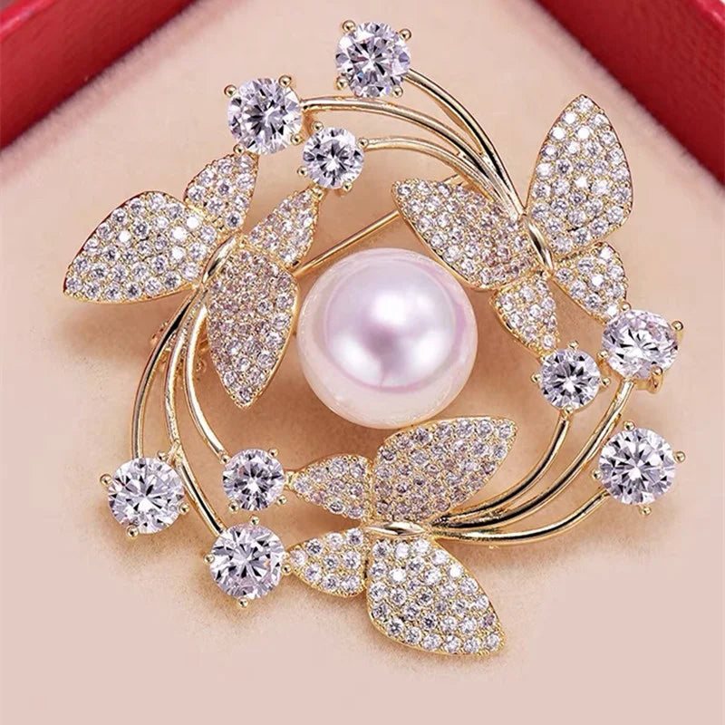 Temperament butterfly wreath brooch fashion jewelry suit pin gemstone inlaid generous brooch